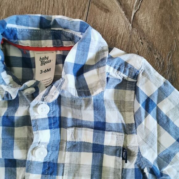 3/$15 Oshkosh B'gosh plaid shirt 3-6 m - Picture 2 of 3